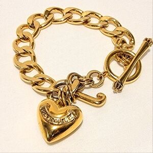 Juicy Couture Gold Plated Puffed Heart Starter Charm Bracelet